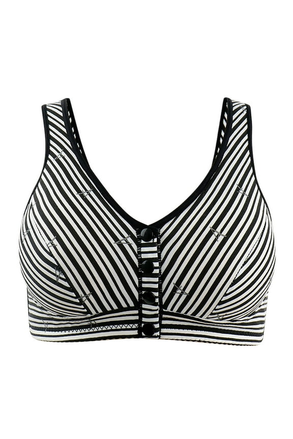 Women's Everyday Snap Post-Surgery Bras, Full-Freedom Front Button Easy Close Plus Size Full Coverage Bra with Padded Cups