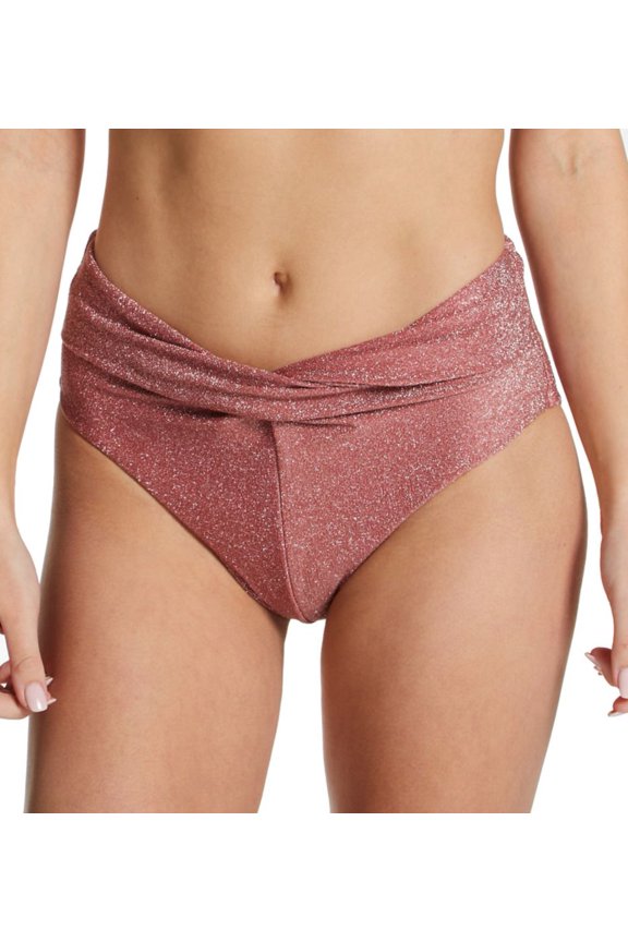 Women's Everyday Sunday 0108B Peaceful Sunday Shiny High Waist Swim Bottom (Dusty Cedar 10)
