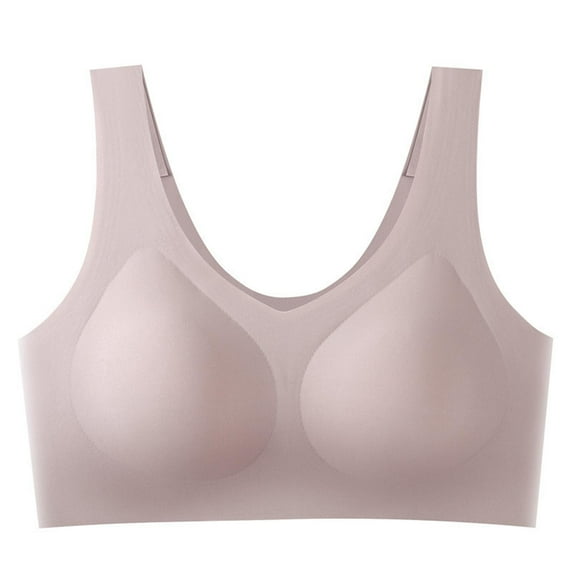 Women's Everyday Wireless Bra Smooth Full Coverage Shaper Bralettes Daily Comfort No Steel Underwear Bras (One Size, Pink)