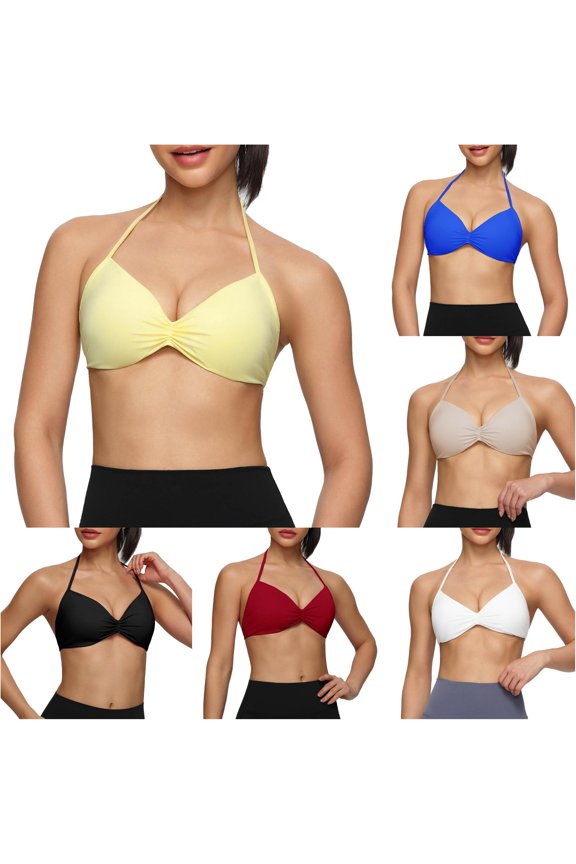 Women's Everyday's Solid Bygge Yoga Bra with Thin Straps Breathable Slim Fit Sports Crop Top for Yoga and Training Extra Long Workout Tops for Women Sports Bras for Cheerleaders plus Size