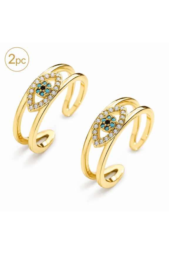 Women's Evil Eye Ring Adjustable Open Band Blue Eye Statement Ring, Vintage Inspired Fashion Jewelry for Finger Accessories, Daily Wear and Gift Style发