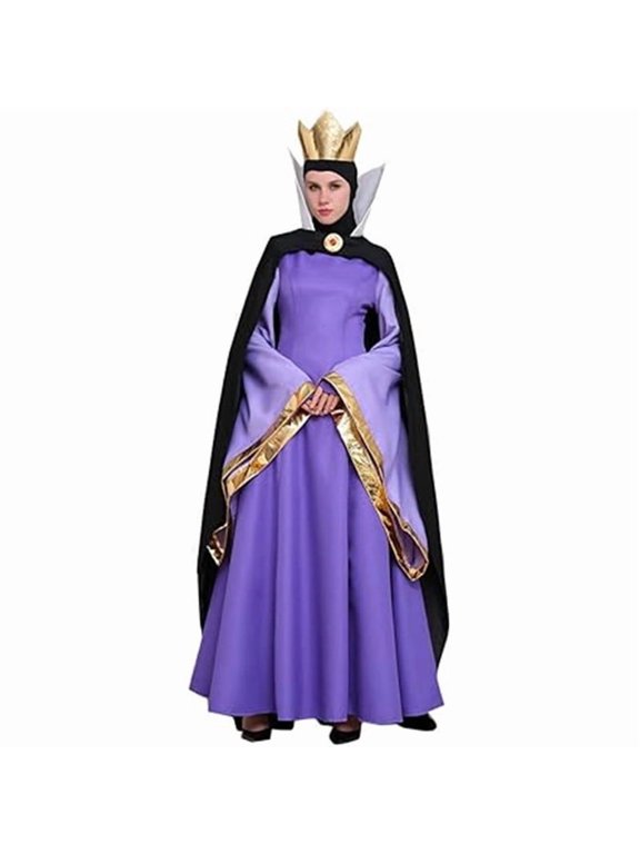 Women's Royal Black Villain Style Dress with Cape and Headpiece Gothic Elegant Gown