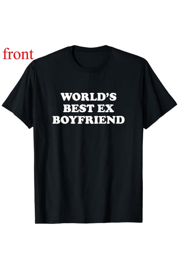 Women's Ex Boyfriend Graphic Cotton T Shirt Casual Comfortable Short Sleeve Round Neck Top Black S-5XL