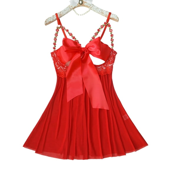 Women's Exotic Lingerie Sets Lace Satin Bow Tie Floral Babydoll Dress Mesh Sheer Naughty Outfit 2026 Fashion Valentine