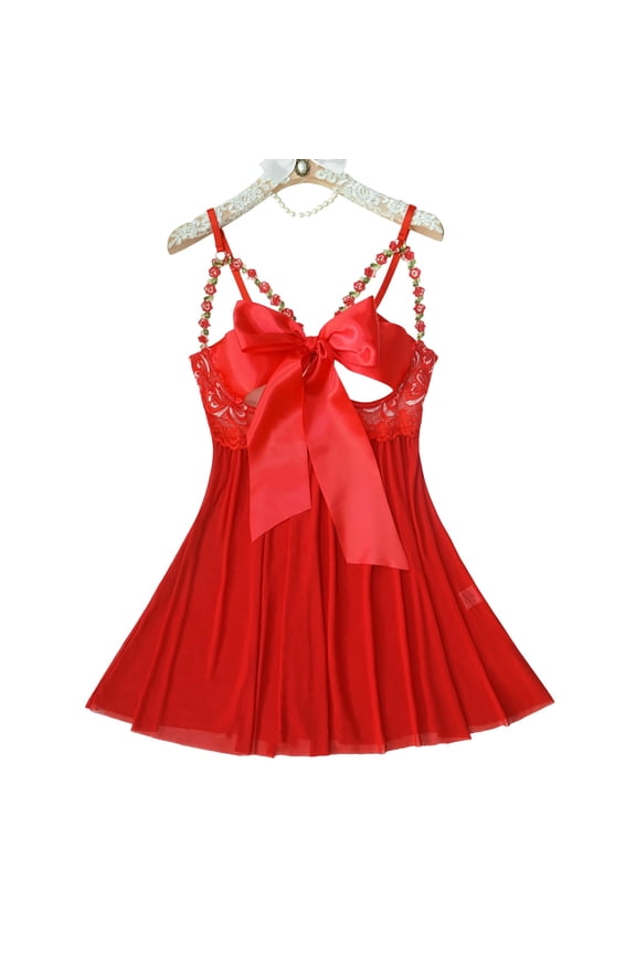 Women's Exotic Lingerie Sets Lace Satin Bow Tie Floral Babydoll Dress Mesh Sheer Naughty Outfit 2026 Fashion Valentine