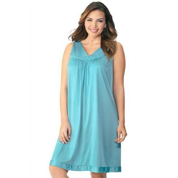 Women's Exquisite Form 30107 Coloratura Sleeveless Short Nightgown (Island Teal M)
