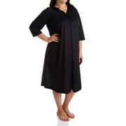 Women's Exquisite Form 50107 Coloratura 3/4 Sleeve Long Nightgown (Midnight Black S)
