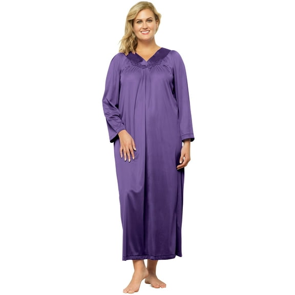 Women's Exquisite Form 50107 Coloratura 3/4 Sleeve Long Nightgown (Purple Potion S)