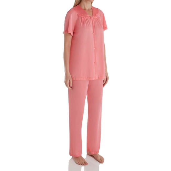 Women's Exquisite Form 90107 Coloratura Vintage Short Sleeve Pajama Set (Pink Parfait XL)
