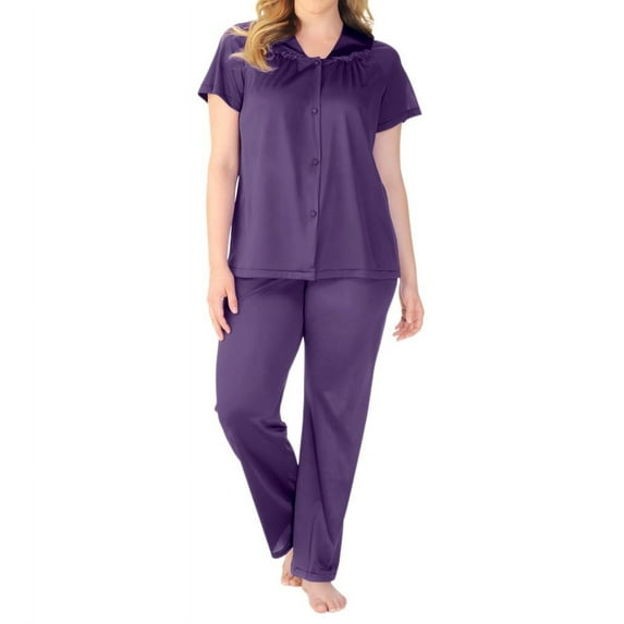 Women's Exquisite Form 90107 Coloratura Vintage Short Sleeve Pajama Set (Purple Potion 1X)