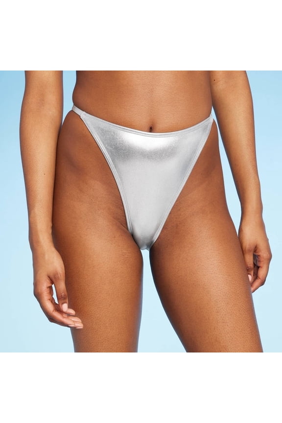 Women's Extra Cheeky Extra High Leg Bikini Bottom  Foil S
