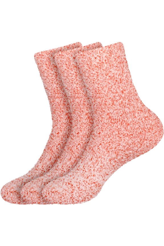 Women's Feather Soft Fuzzy Socks - Coral Pink - Extra Large - 3 Pairs