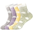 thumbnail image 1 of BambooMN Women's Fuzzy Polka Dot Cuff Socks - Assortment 4B - Extra Large - 4 Pairs, 1 of 6