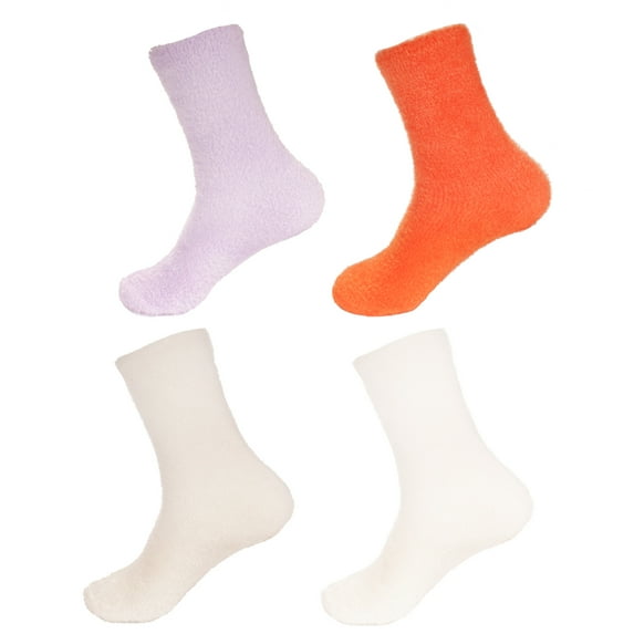 Women's Extra Large Fuzzy Soft Colored Cozy Plush Warm Fluffy Socks - Assortment B - 4 Pairs