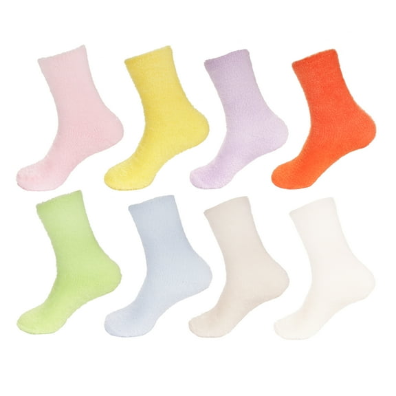 Women's Extra Large Fuzzy Soft Colored Cozy Plush Warm Fluffy Socks - Assortment E - 8 Pairs