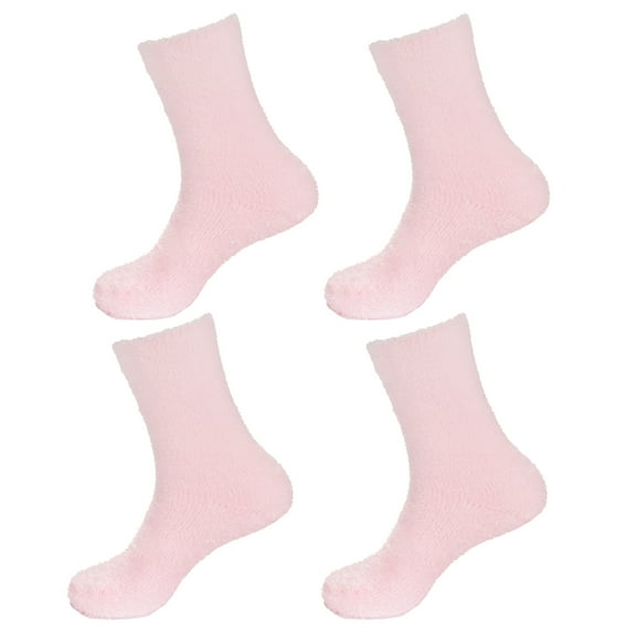 BambooMN Women's Fuzzy Soft Colored Cozy Plush Warm Fluffy Socks - Pink Extra Large - 4 Pairs