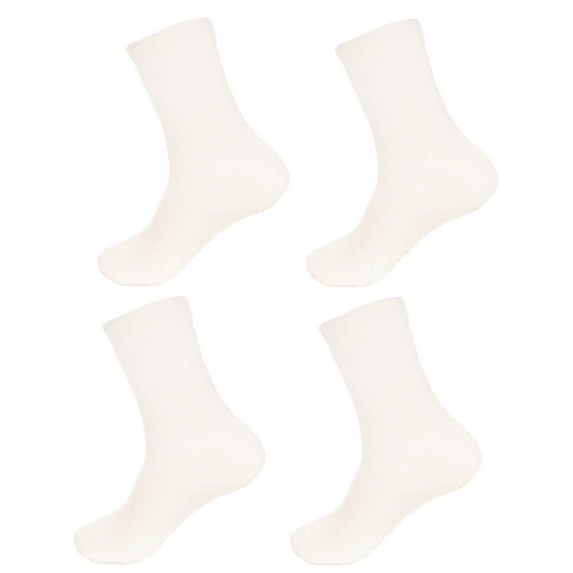 BambooMN Women's Fuzzy Soft Colored Cozy Plush Warm Fluffy Socks - White Extra Large - 4 Pairs