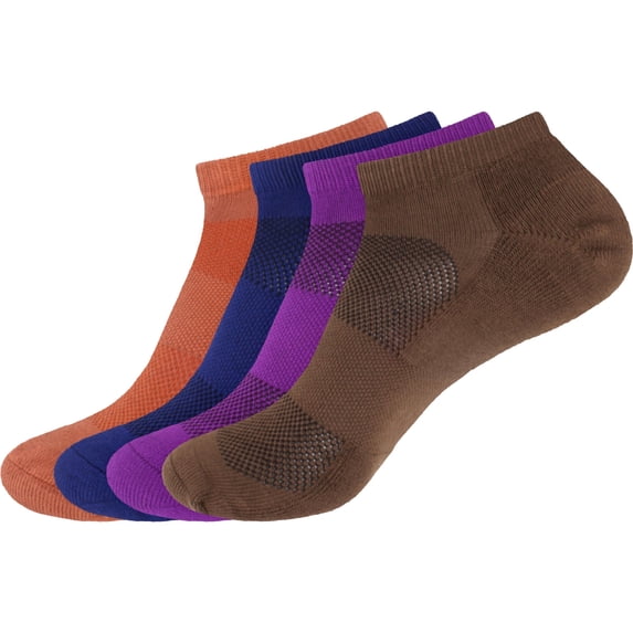 BambooMN Women's Rayon from Bamboo Athletic Ankle Socks - Assortment 98 - Size 10-13 - 4 Pairs