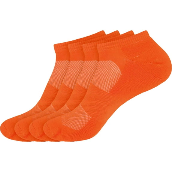 Women's Extra Large Rayon from Bamboo Fiber Colored Sports Superior Wicking Athletic Ankle Socks - Orange - 4prs, Size 10-13
