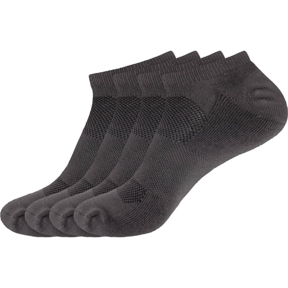 BambooMN Women's Rayon from Bamboo Athletic Ankle Socks - Charcoal - Size 10-13 - 4 Pairs