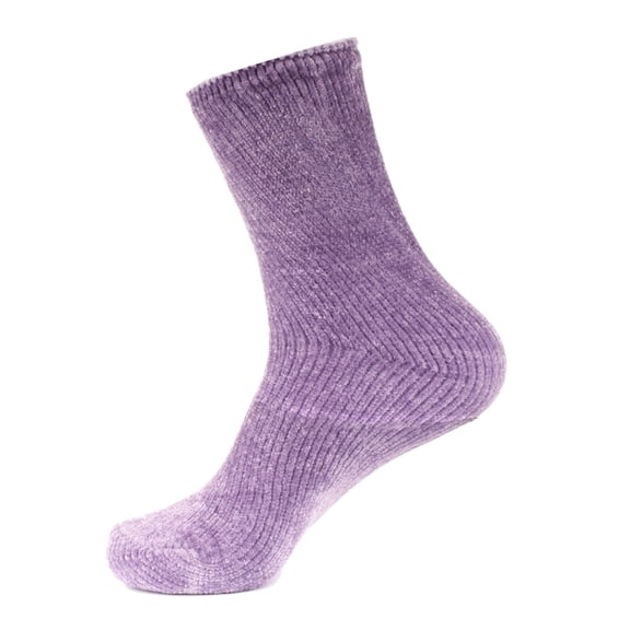 Women's Extra Large Soft Fuzzy Warm Cozy Winter Casual Vintage Thick Thermal Cabin Knit Slipper Socks - Purple - 1 Pair