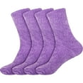 thumbnail image 1 of Women's Extra Large Soft Fuzzy Warm Cozy Winter Casual Vintage Thick Thermal Cabin Knit Slipper Socks - Purple - 4 Pairs, 1 of 8