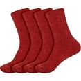 thumbnail image 1 of Women's Extra Large Soft Fuzzy Warm Cozy Winter Casual Vintage Thick Thermal Cabin Knit Slipper Socks - Red - 4 Pairs, 1 of 8