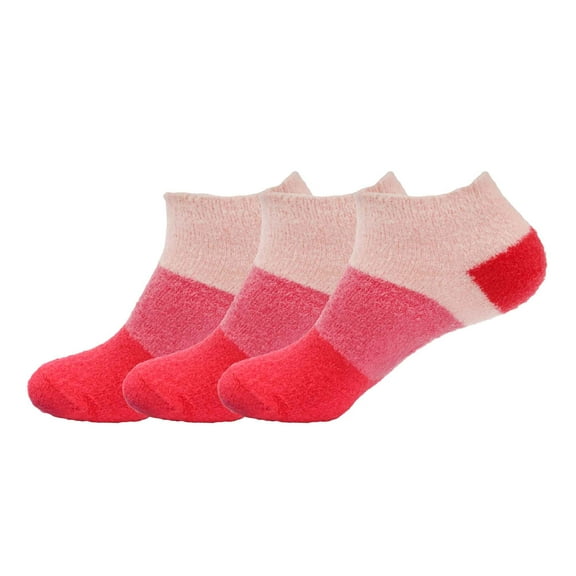 BambooMN Women's Fuzzy Aloe Infused Soft Nylon Spa Socks - Strawberry Extra Large - 3 Pairs