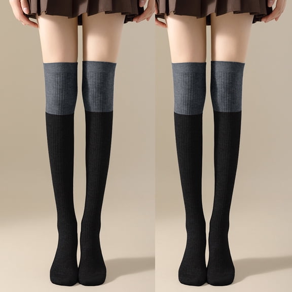 Women's Extra Long Cotton Knit Thigh High Socks, Warm Thick Over Knee Boot Stockings, Leg Warmers 2Pairs