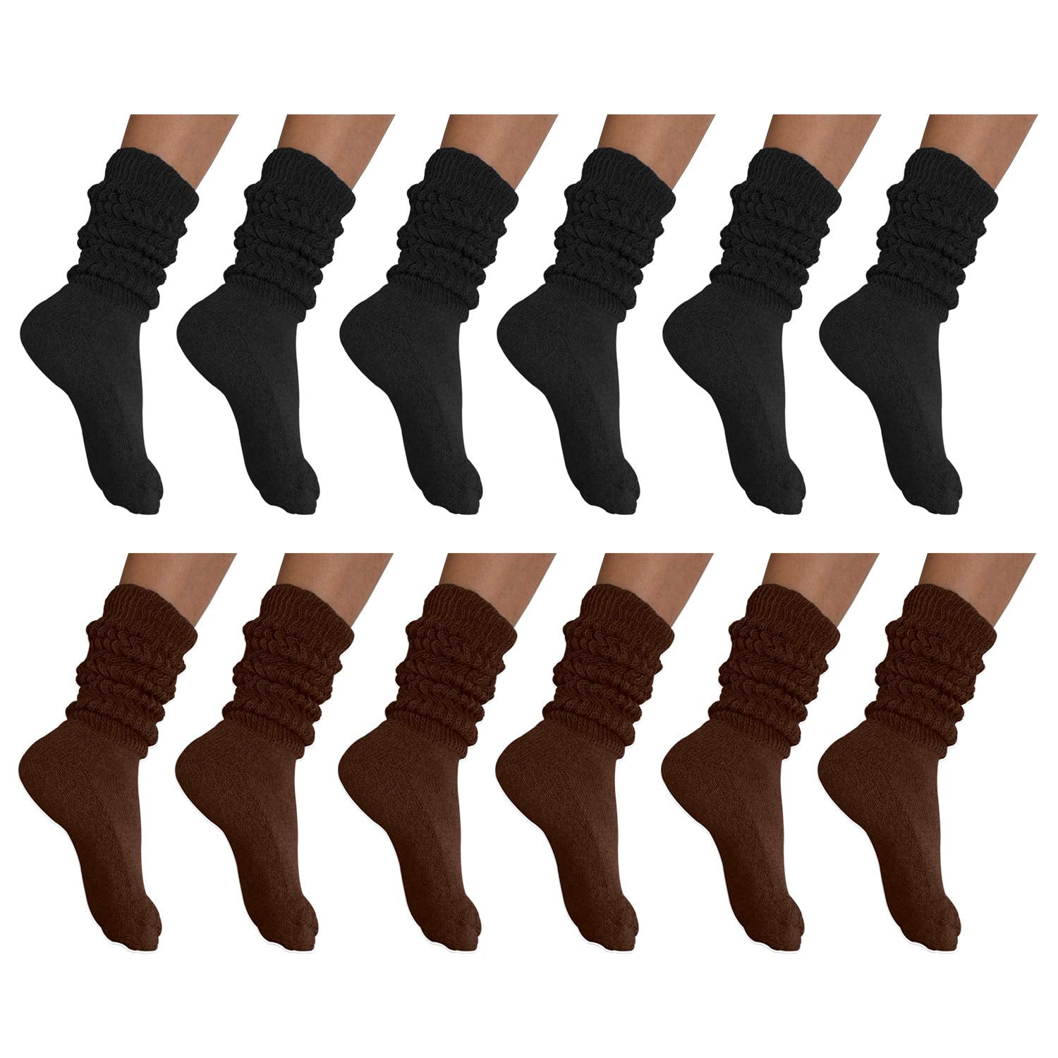 Women's Extra Long Extra Heavy Slouch Socks 12 Pairs Size 911 (6