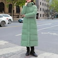 thumbnail image 1 of Women's Extra Long Hooded Puffer Coat, Over Knee Length Thickened Winter Jacket, Side Slit Detail Parka, Warm Down Alternative Coat, Casual Maxi Coat Green XXL, 1 of 9