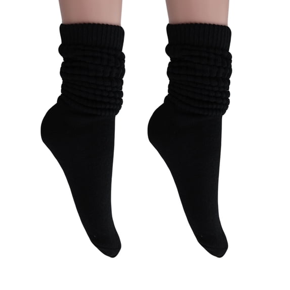 Women's Extra Long Knee High Slouch Socks, 2-Pack Cotton Blend, Fits Shoe Sizes 5-10, Retro Fashion, 28 Color Options