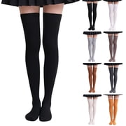 Womens Extra Long Thigh High Socks - Solid Color Over The Knee Nylon Stockings with Non-Slip Silicone Band, Stretchable Boot Socks for Cosplay, Daily Wear 1 Pair