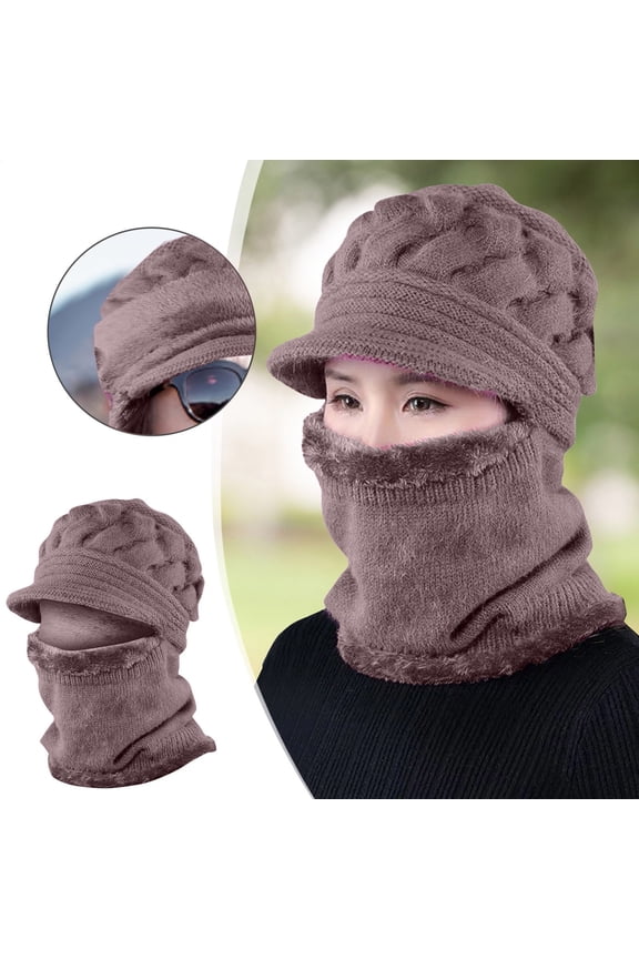 Women's Extra Warm Knit Hat for Mature Ladies, Fleece Lined with Long Brim to Cover Neck and Ears for Older Women or Anyone Feeling the Chill. purple 1PC