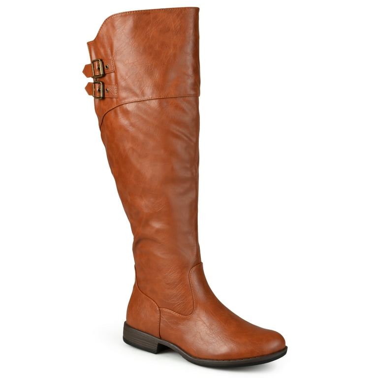 Women's Extra Wide Calf Double-Buckle Knee-High Riding Boot
