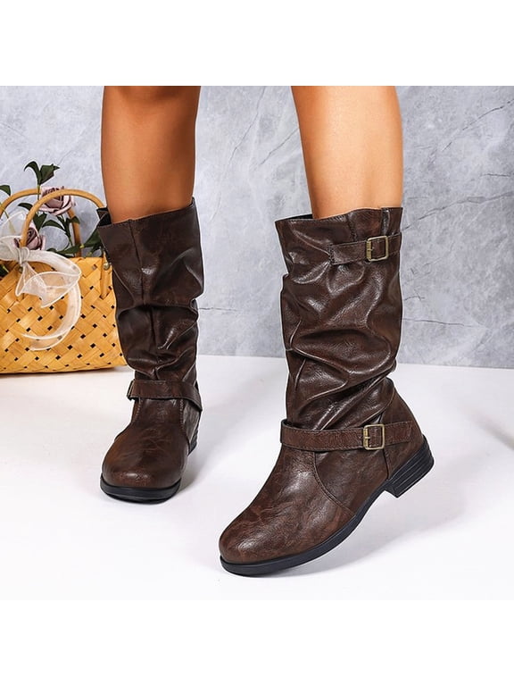 Women's Extra Wide Calf Knee High Boots Plus Size Slouchy Knee High Boots.