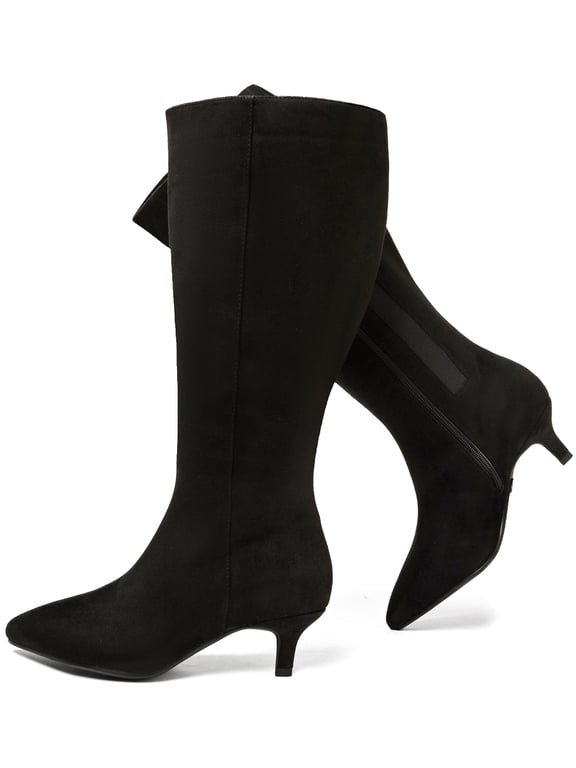 Women's Extra Wide Calf Knee High Boots Stiletto Heeled True Wide Width Plus Size Knee-High Boot Comfort Pointed Toe Tall Long Boots for Women.
