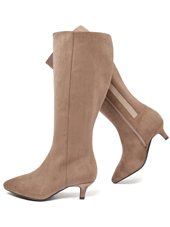 Women's Extra Wide Calf Knee High Boots Stiletto Heeled True Wide Width Plus Size Knee-High Boot Comfort Pointed Toe Tall Long Boots for Women.
