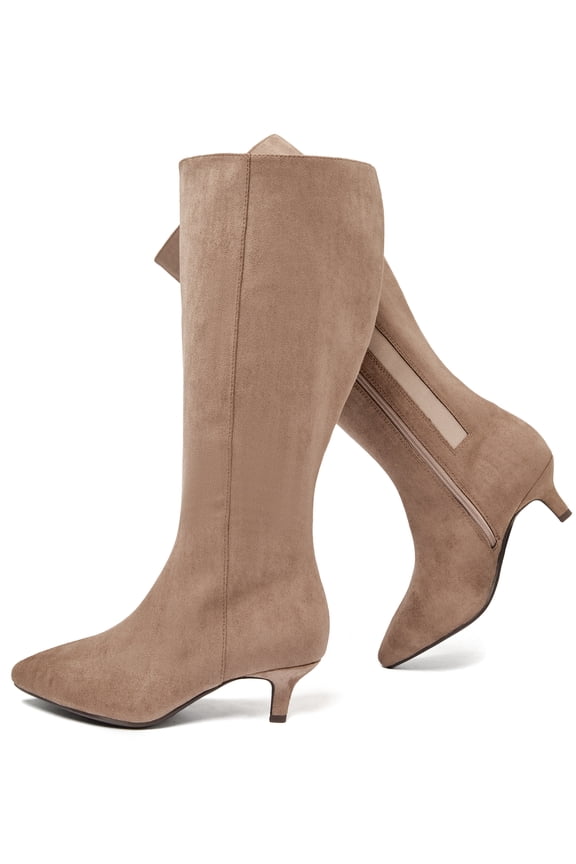 Women's Extra Wide Calf Knee High Boots Stiletto Heeled True Wide Width Plus Size Knee-High Boot Comfort Pointed Toe Tall Long Boots for Women.