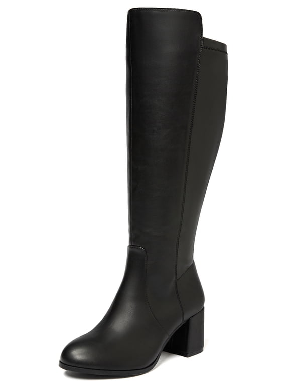 Women's Extra Wide Calf Knee High Boots True Wide Width Chunky Heeled Boot Comfortable Plus Size Tall Long Gogo Boots for Women.