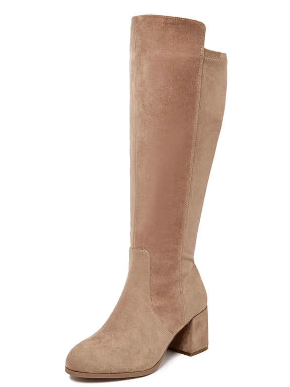 Women's Extra Wide Calf Knee High Boots True Wide Width Chunky Heeled Boot Comfortable Plus Size Tall Long Gogo Boots for Women.