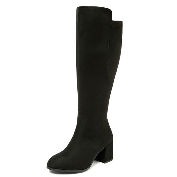 Women's Extra Wide Calf Knee High Boots True Wide Width Chunky Heeled Boot Comfortable Plus Size Tall Long Gogo Boots for Women.