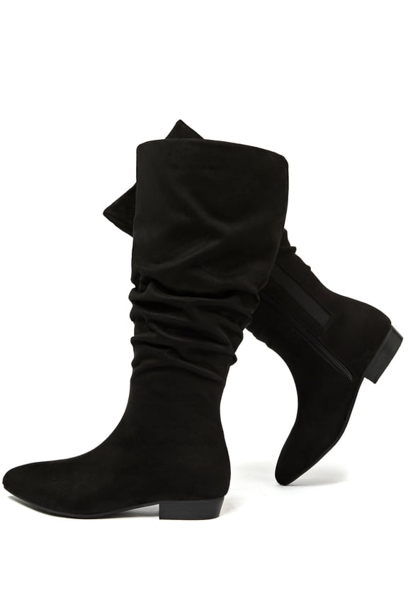 Women's Extra Wide Calf Knee High Boots, True Wide Width Long Slouchy Ladies Boots, Flat Low Heel Casual Combat Tall Boots for Women.