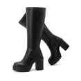 thumbnail image 1 of Women's Extra Wide Calf Knee High Boots True Wide Width Platform Chunky Heeled Gogo Boots Rounded Toe Block Heel Tall Boot for Women., 1 of 7