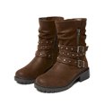 thumbnail image 1 of Women's Extra Wide Width Ankle Boots True Plus Size Wide Foot Low Heeled Slouchy Booties Comfort Riding Combat Rivet Short Boots for Women., 1 of 7