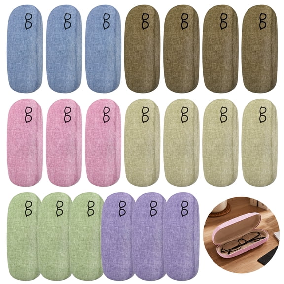 20 Pcs Hard Shell Glasses Cases, Linen Fabric Protective Eyeglasses Cases, Colorful Portable Sunglasses Holders with Soft Lining for Travel, Daily Use