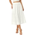 thumbnail image 1 of INSPIRE CHIC Women's Eyelet Boho Casual Skirt Elastic High Waist A-Line Cotton Embroidery Lace Beach Summer Midi Skirts S White, 1 of 6
