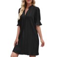 thumbnail image 1 of Women's Eyelet Flounce Sleeve Mini Dress 95% polyester and 5% spandex fabric for a light comfortable everyday wear, 1 of 13