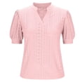 thumbnail image 1 of Women's Eyelet Shirt Short Sleeve Solid Pullover Blouses Henley Neck Outfit Casual Summer Tee Top, 1 of 6