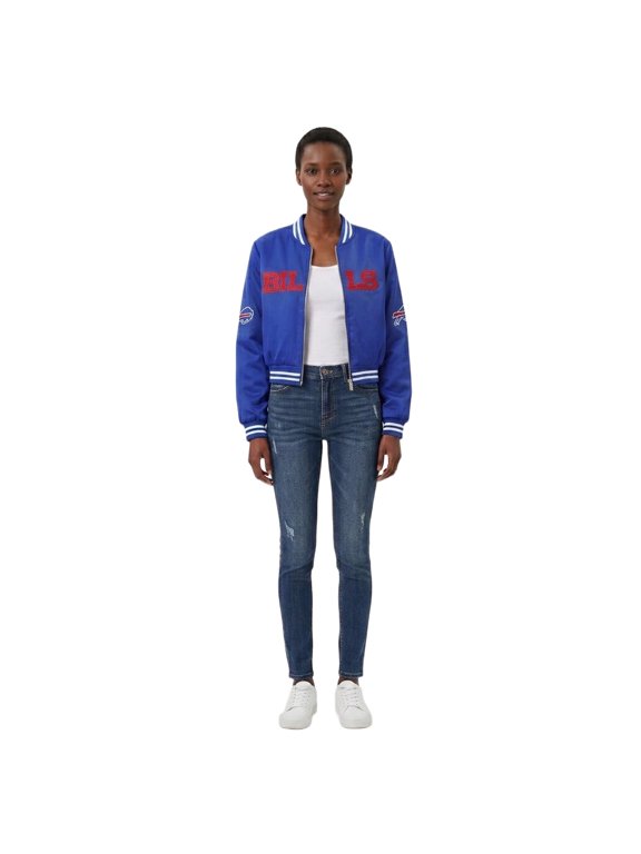 Women's FABGATING by Cuce Royal Buffalo Bills Cropped Team Full-Zip Bomber Jacket